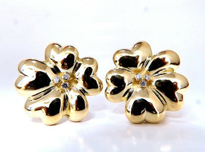 .30ct Round Diamond Circular Stacking Heart Flower Clip Earrings 18kt *v