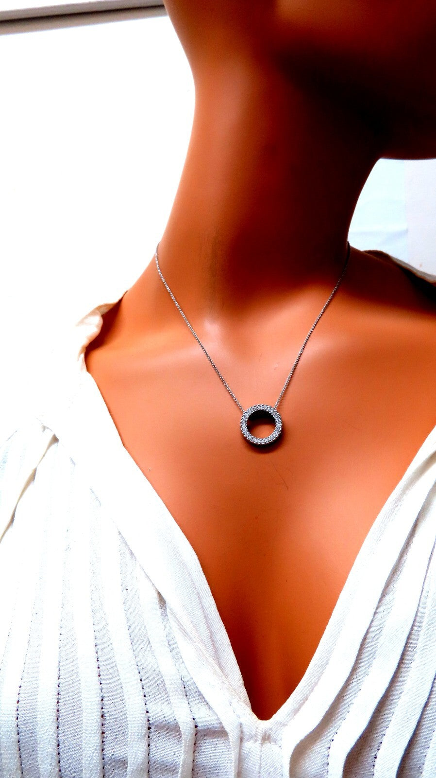 .35ct Natural Round Diamonds Circle Pendant Necklace 14kt *v