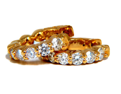.88ct Natural Round Diamond mini hoop earrings 14kt yellow gold Dime *v