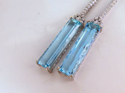 GIA Certified 62.22ct Natural Aquamarine Diamonds Earrings 18Kt Platinum *v