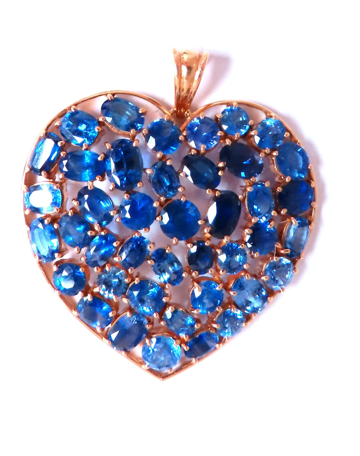20ct Natural Sapphires Cocktail Heart Large Size Pendant 18kt 12542 *v