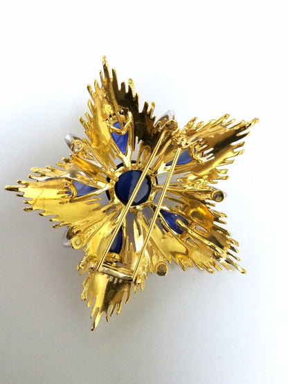 18kt 40ct Royal Medallion Brooch Pin Pendant Pearl Enhancer Ascot Knot *v