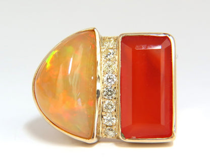17.44ct Natural Opal & Garnet Diamonds ring 14kt Deco Prime *v