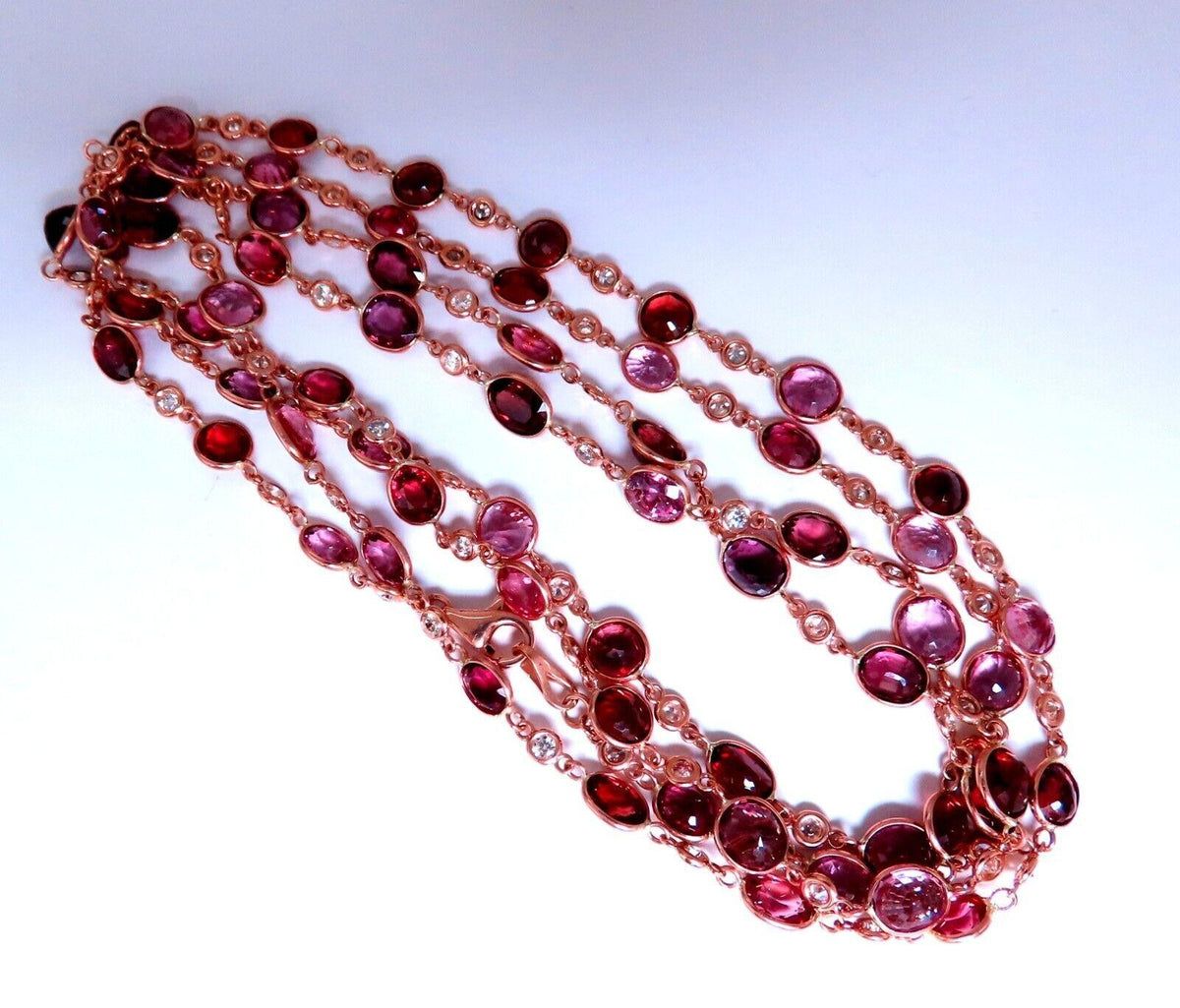 43ct Natural Spinel Yard Diamond Necklace 14kt Gold *v
