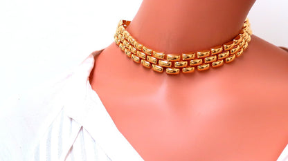 18.5mm Wide Classic Panther Link Necklace 14kt gold 74 grams *v