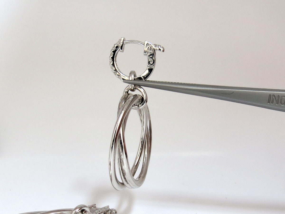 1.26ct NATURAL ROUND DIAMONDS DANGLE ROLLING RINGS EARRINGS 14KT LARGE *v