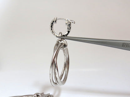 1.26ct NATURAL ROUND DIAMONDS DANGLE ROLLING RINGS EARRINGS 14KT LARGE *v