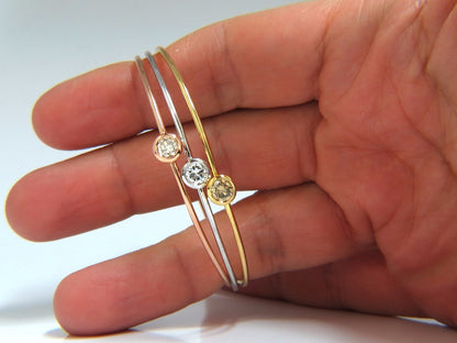 1.18CT Stackable Bangles Diamonds Bracelet 14KT Fancy Color Mod Interlock *v