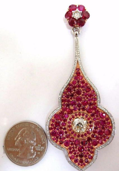 GIA Certified 35.27ct Natural Ruby Diamonds Dangle earrings 18kt 12353 *v