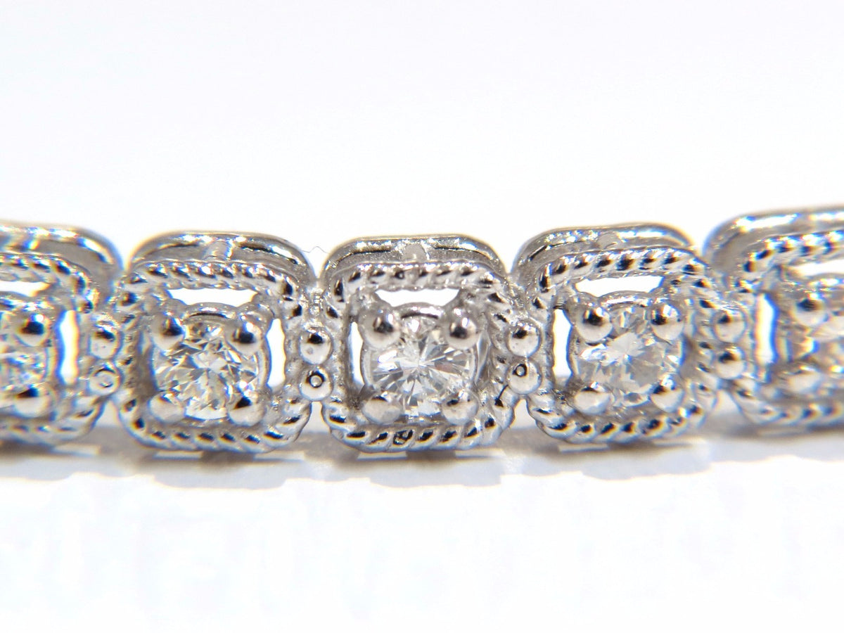 .90CT SQUARED ROPE TWIST ENCASE NATURAL DIAMONDS BANGLE BRACELET 14KT *v
