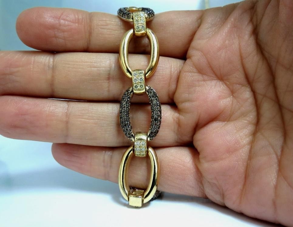 5.30ct natural fancy yellow & brown diamond link bracelet 14kt 12241 *v