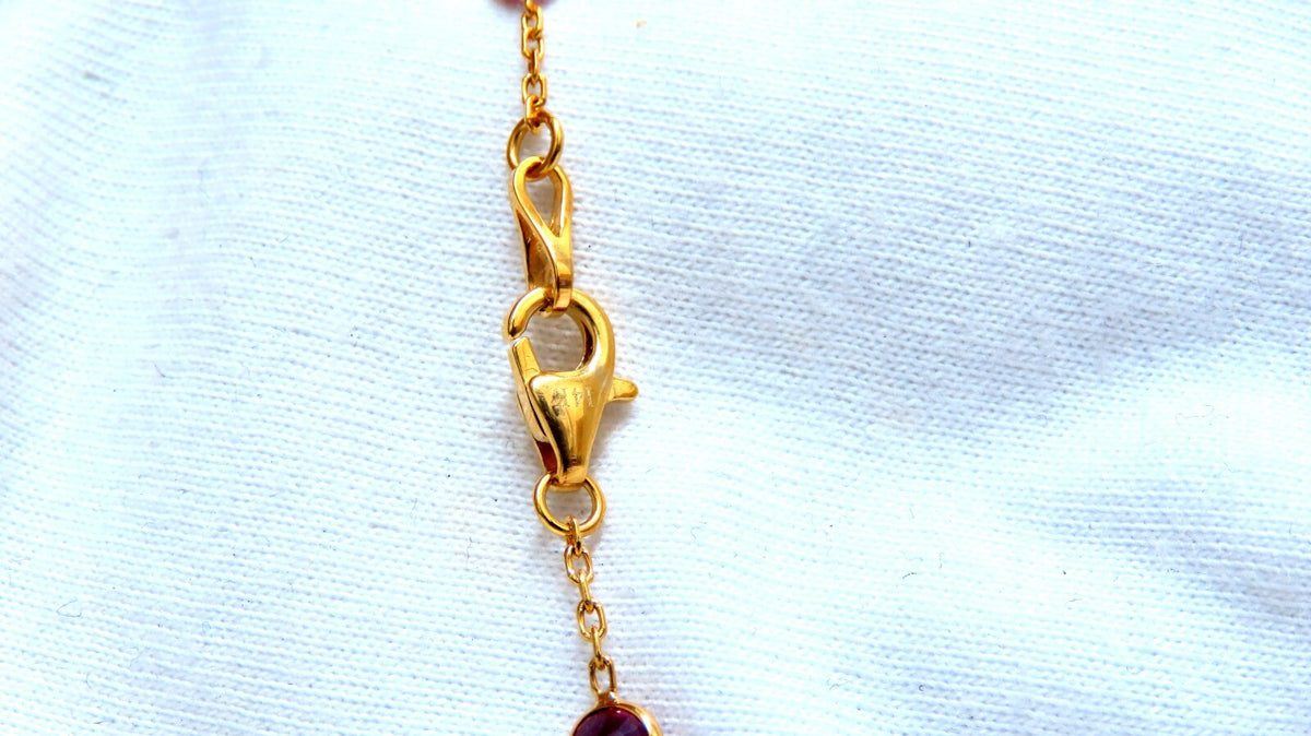 26.45ct natural vivid pink sapphires Ruby diamond yard station necklace 14kt *v