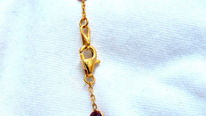 26.45ct natural vivid pink sapphires Ruby diamond yard station necklace 14kt *v