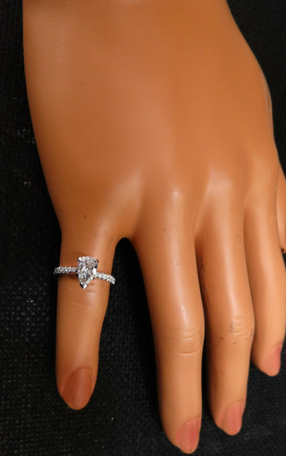 GIA Certified .54ct Natural Pear Shaped Diamond Ring 14kt *v