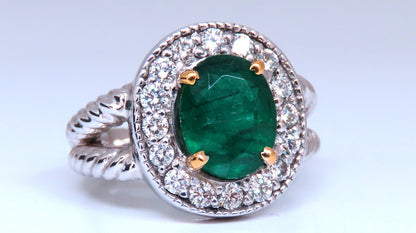 Emerald Diamonds Ring 14kt 2.69ct Natural Oval Brilliant *v