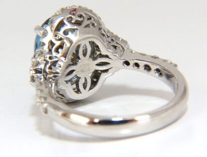 5.15ct natural prime aqua blue aquamarine diamonds ring 14kt *v