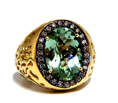 Garavelli Designer 16ct natural green amethyst diamonds ring 18kt *v