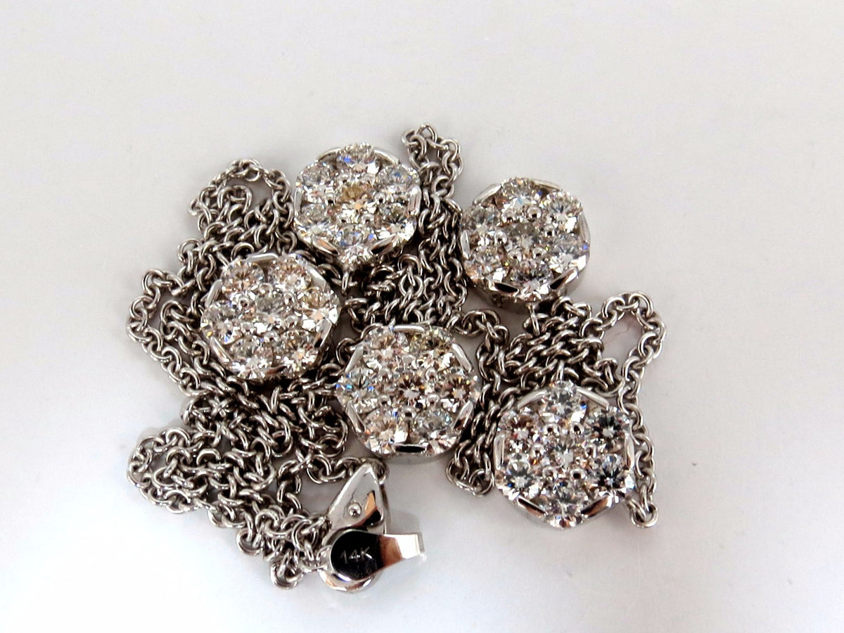 6.50ct natural diamonds (5) cluster yard necklace 14kt floretta 18 inch *v