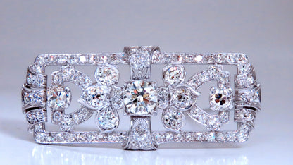 GIA Certified Natural Diamond Vintage Deco Pin Brooch Platinum 12418 *v