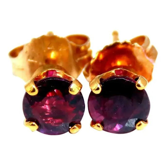 1.12 Carat Natural Round Ruby Stud Earrings 14 Karat 41447 *v