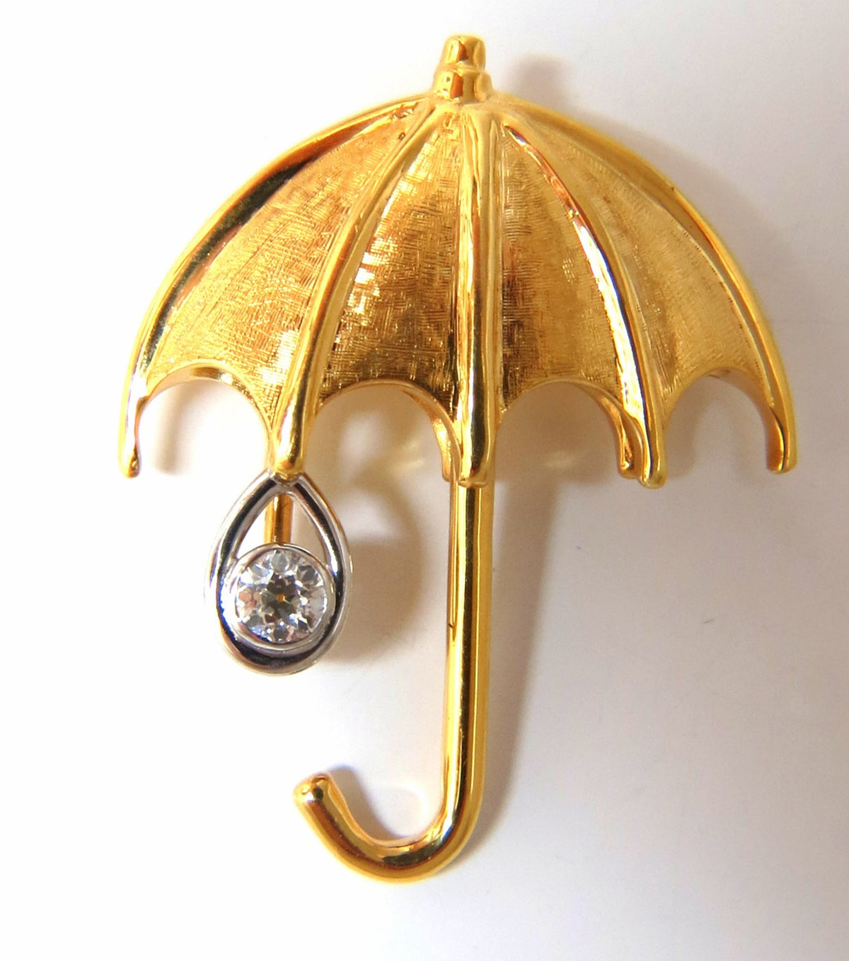 .50ct Diamond Umbrella brooch pin 14kt & Rain Drop *v