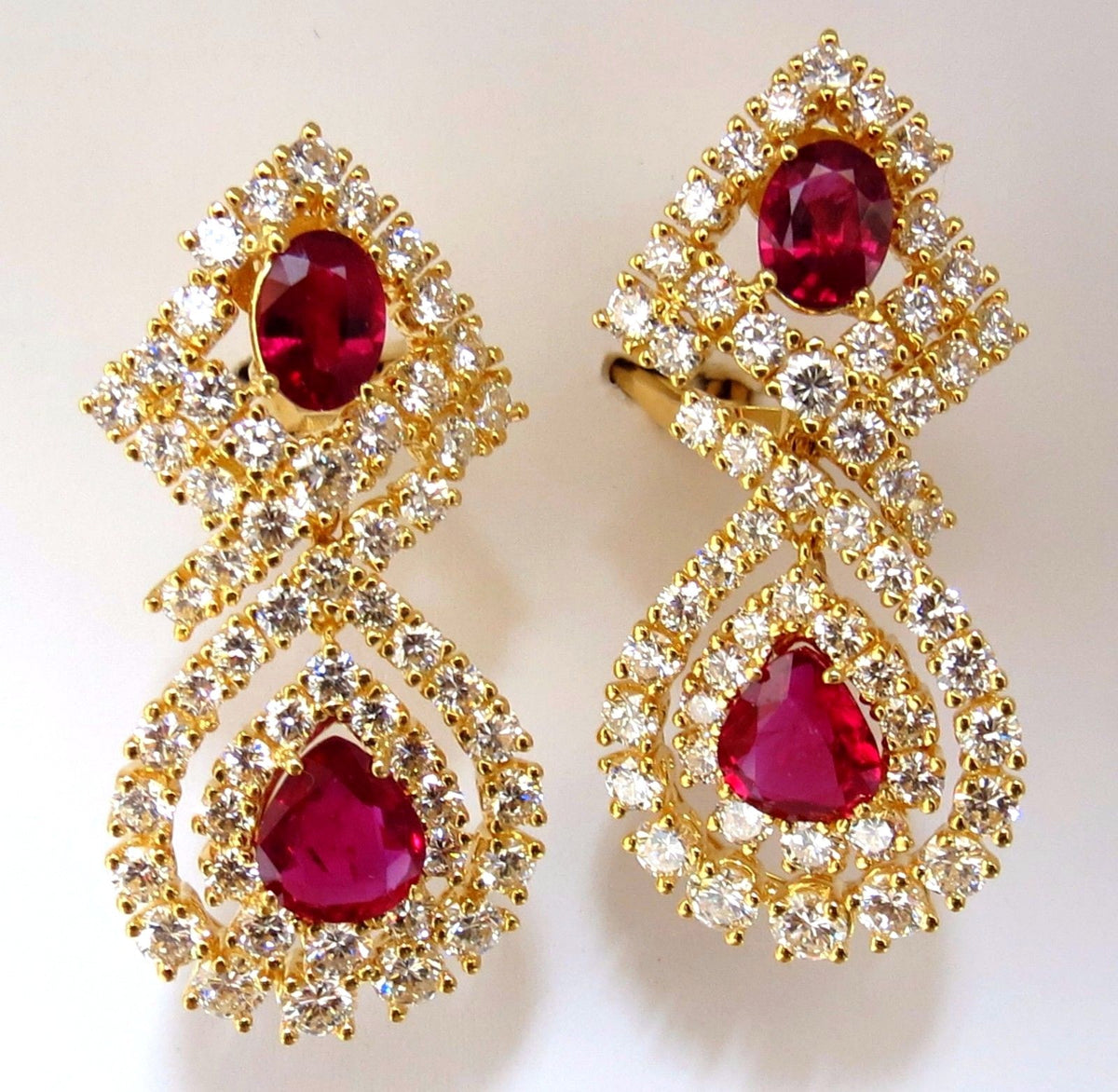 18.96ct GIA Certified natural red ruby diamond dangle earrings 18kt *v