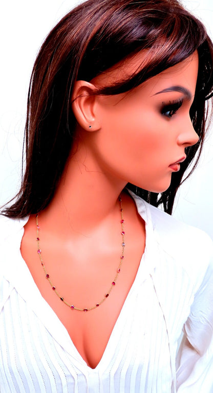 16ct Natural Ruby Sapphire Yard Necklace 14kt Gold *v