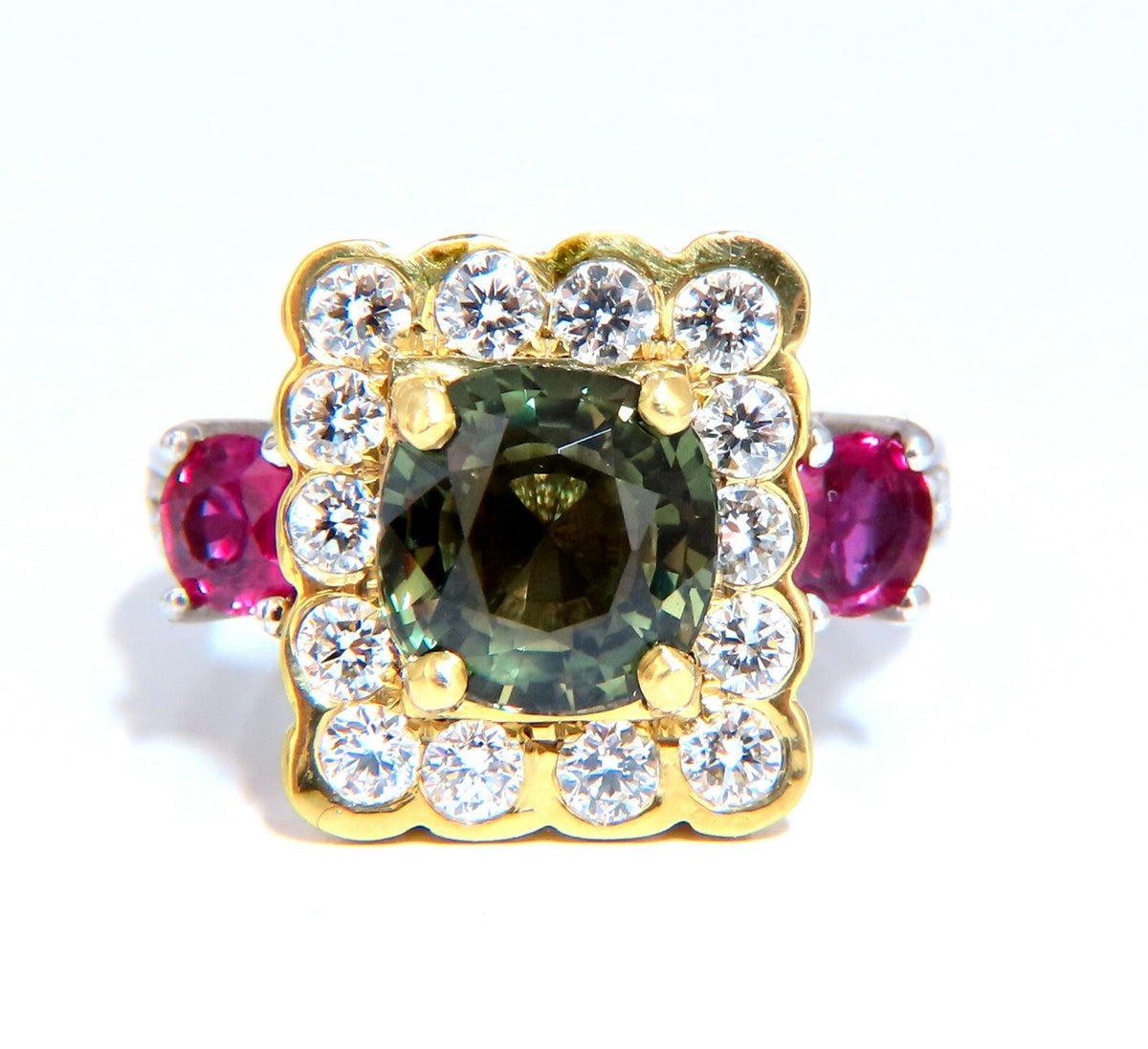 GIA Certified 3.48 carat natural color change alexandrite Ruby diamond ring *v