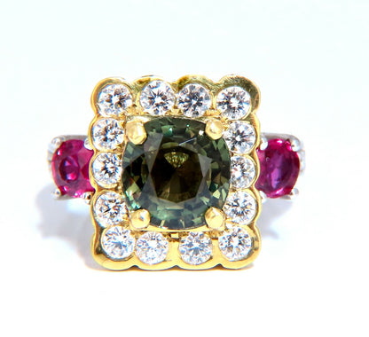 GIA Certified 3.48 carat natural color change alexandrite Ruby diamond ring *v