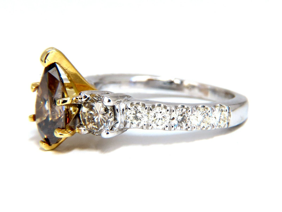 1.50ct Natural Fancy Brown & 1.30ct Diamonds Mod Three Ring 14 Karat*v