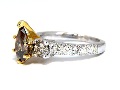 1.50ct Natural Fancy Brown & 1.30ct Diamonds Mod Three Ring 14 Karat*v