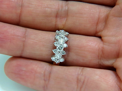 18KT GOLD 1.00CT NATURAL DIAMONDS CLUSTER BAND RING EXCELLENT CUTS *v