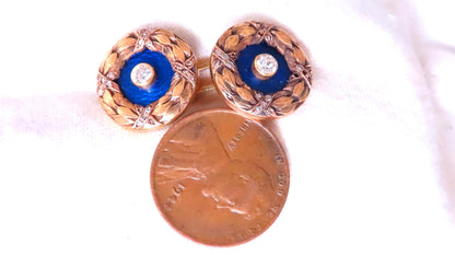 Victorian Antique Enamel Cufflinks 14kt 12479 *v