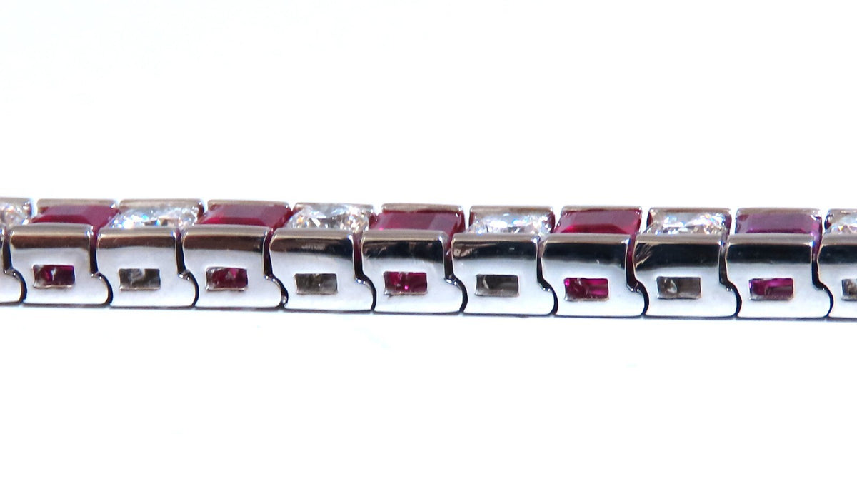 10.03ct Natural Ruby Diamonds Alternating Channel Line Bracelet 14kt *v