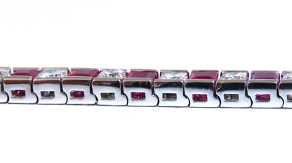 10.03ct Natural Ruby Diamonds Alternating Channel Line Bracelet 14kt *v
