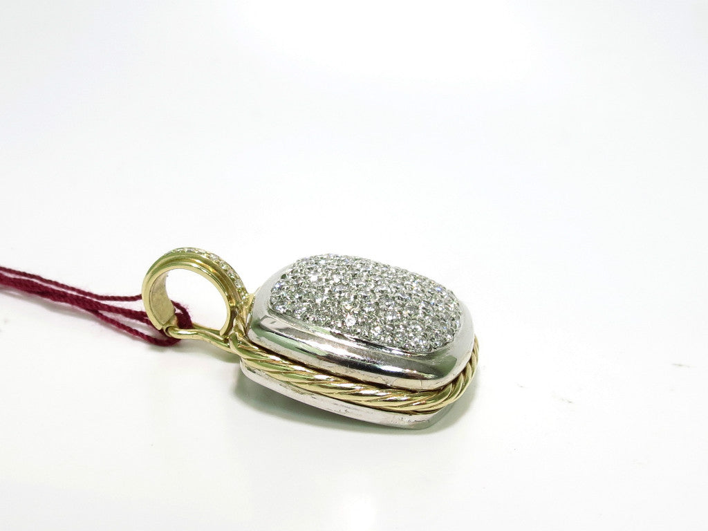 2.40CT DIAMONDS CLUSTER PAVE PENDANT ROPE TWIST & 14kt *v