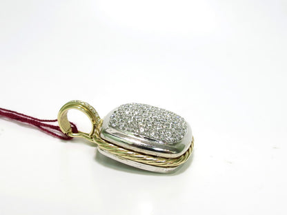 2.40CT DIAMONDS CLUSTER PAVE PENDANT ROPE TWIST & 14kt *v