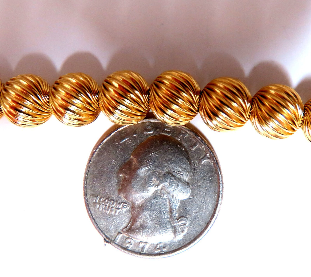 14kt Gold Bead Necklace 17.5 inch 9mm *v