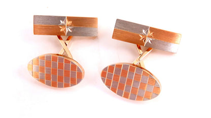 14kt checkers chess checkerboard gold cufflinks *v
