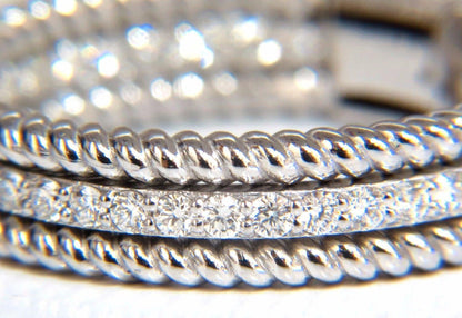 1.00ct natural diamond hoop earrings 14kt g/vs Barley Rope Twist 3D & Button *v