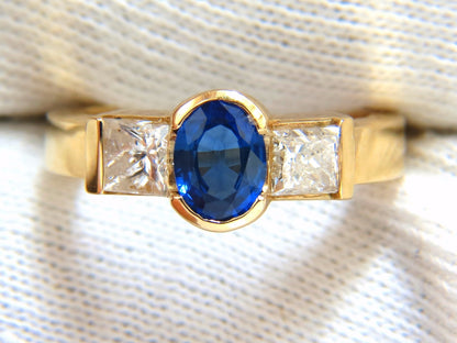2.00ct natural sapphires diamond three stone ring 14kt royal blue *v