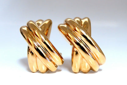 14kt Gold Raised X Clip Earrings Elongated *v