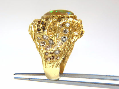 12.25ct natural opal diamonds ring 18kt Nugget Deco *v