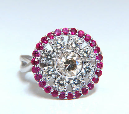 .76ct Natural Fancy Color Diamond Ruby Cocktail Cluster Ballerina Ring 14k*v