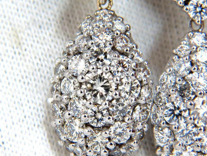 6.50ct. Natural Round Diamonds Dangle Pear Cocktail Earrings 14kt 12357 *v