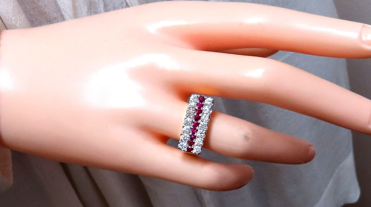 1.58ct natural rubies and diamonds ring Flat band 14kt *v