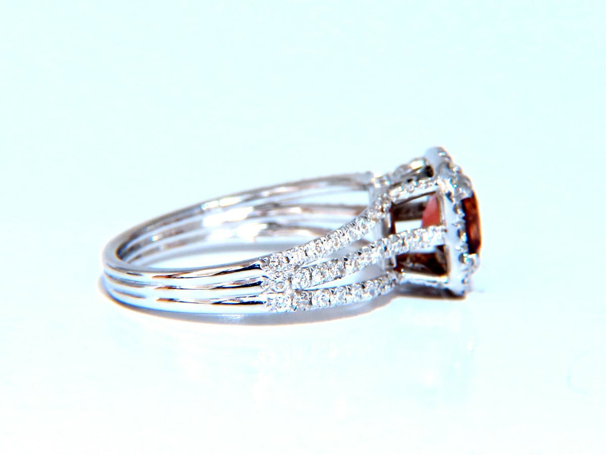 GIA Certified 1.21ct Natural Red Orange No Heat Sapphire Diamonds Ring 18kt *v