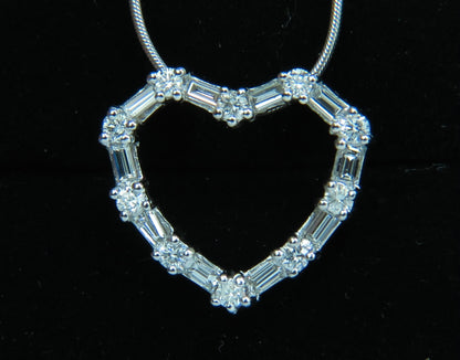 1.10CT DIAMONDS HEART PENDANT 14kt G VS 19'' 20X18MM *v