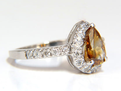1.60ct. natural fancy color yellow brown diamonds halo ring 14kt *v