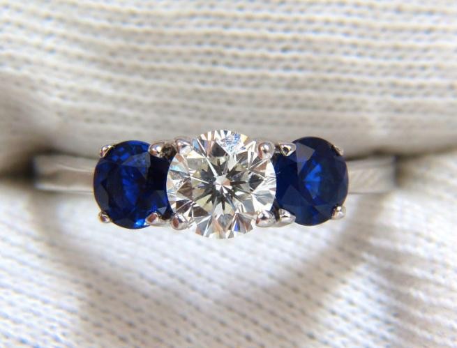 GIA Certified .73ct Natural Diamond Sapphires Ring 14kt 45547 *v